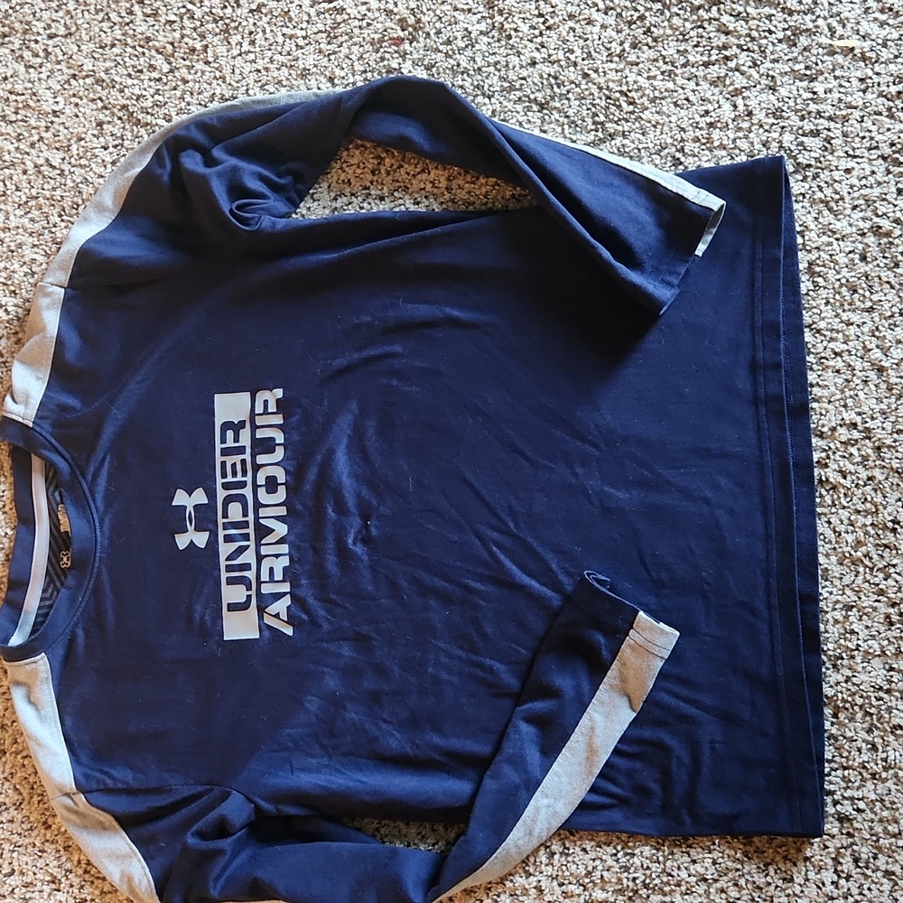 Under Armour Boys Blue and Gray Long Sleeve Shirt